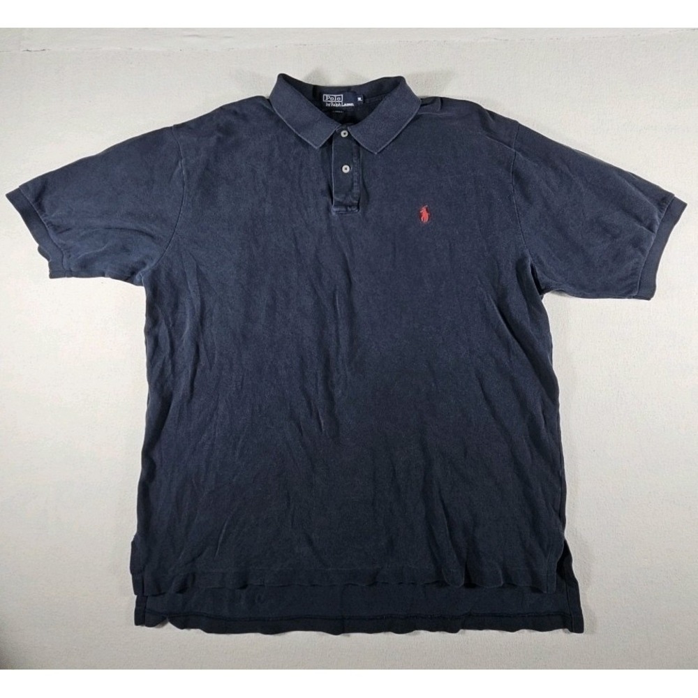 Polo Ralph Lauren‎ Polo Shirt Short Sleeve Mens XL Navy Blue Red Pony